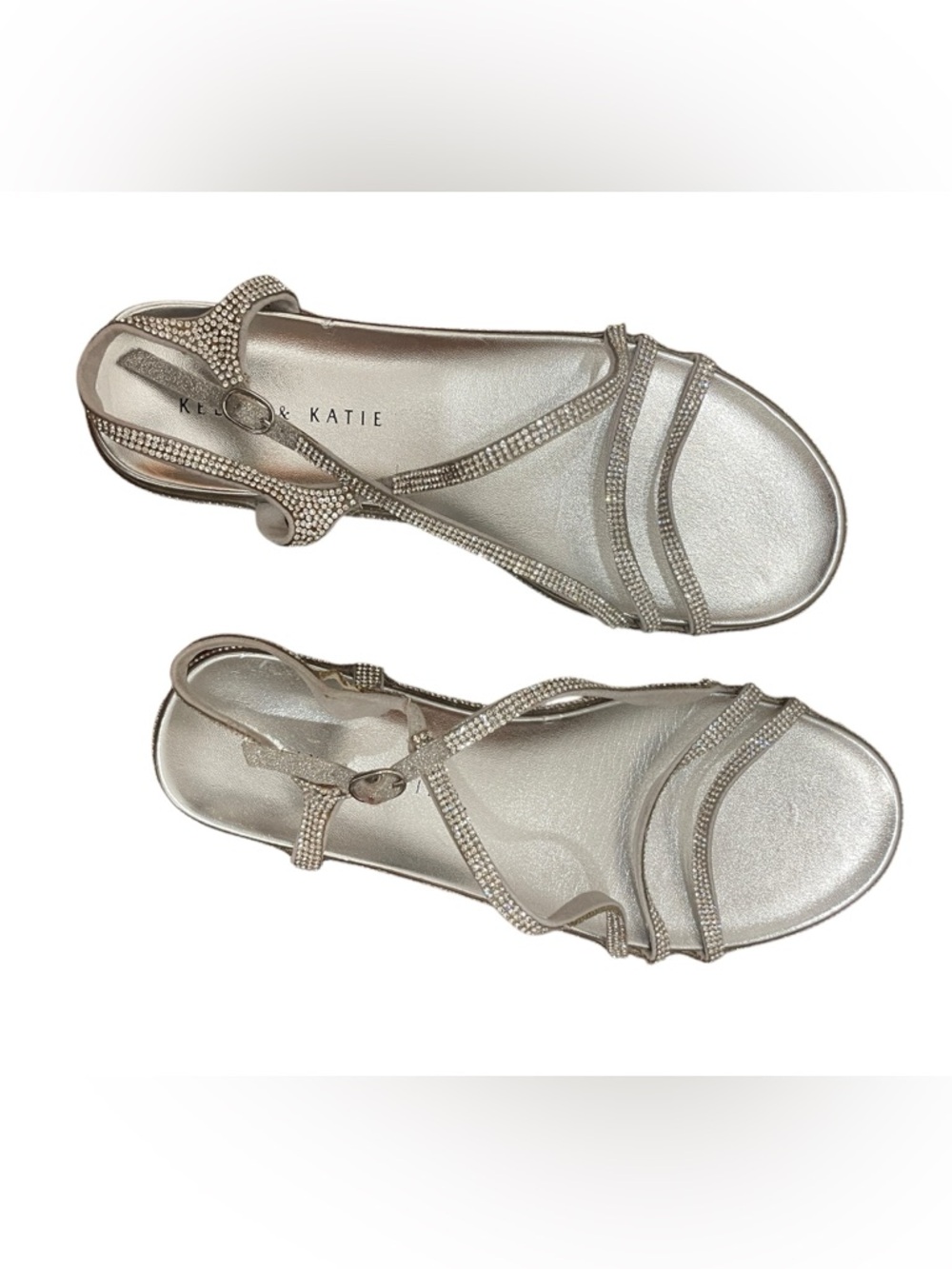 Size 8.5 silver rhinestone strappy sandal
